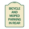 thumbnail image 1 of SignMission Designer Series Sign - Bicycle and Moped Parking in Rear | Tan & Green 18" x 24" Heavy-Gauge Aluminum Architectural Sign | Protect Your Business & Municipality | Made in the, 1 of 4