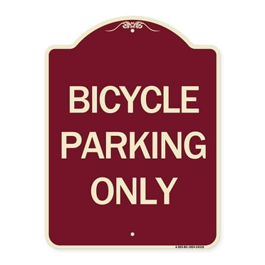 SignMission Designer Series Sign - Bicycle Parking Only | Burgundy 18" x 24" Heavy-Gauge Aluminum Architectural Sign | Protect Your Business & Municipality | Made in the USA