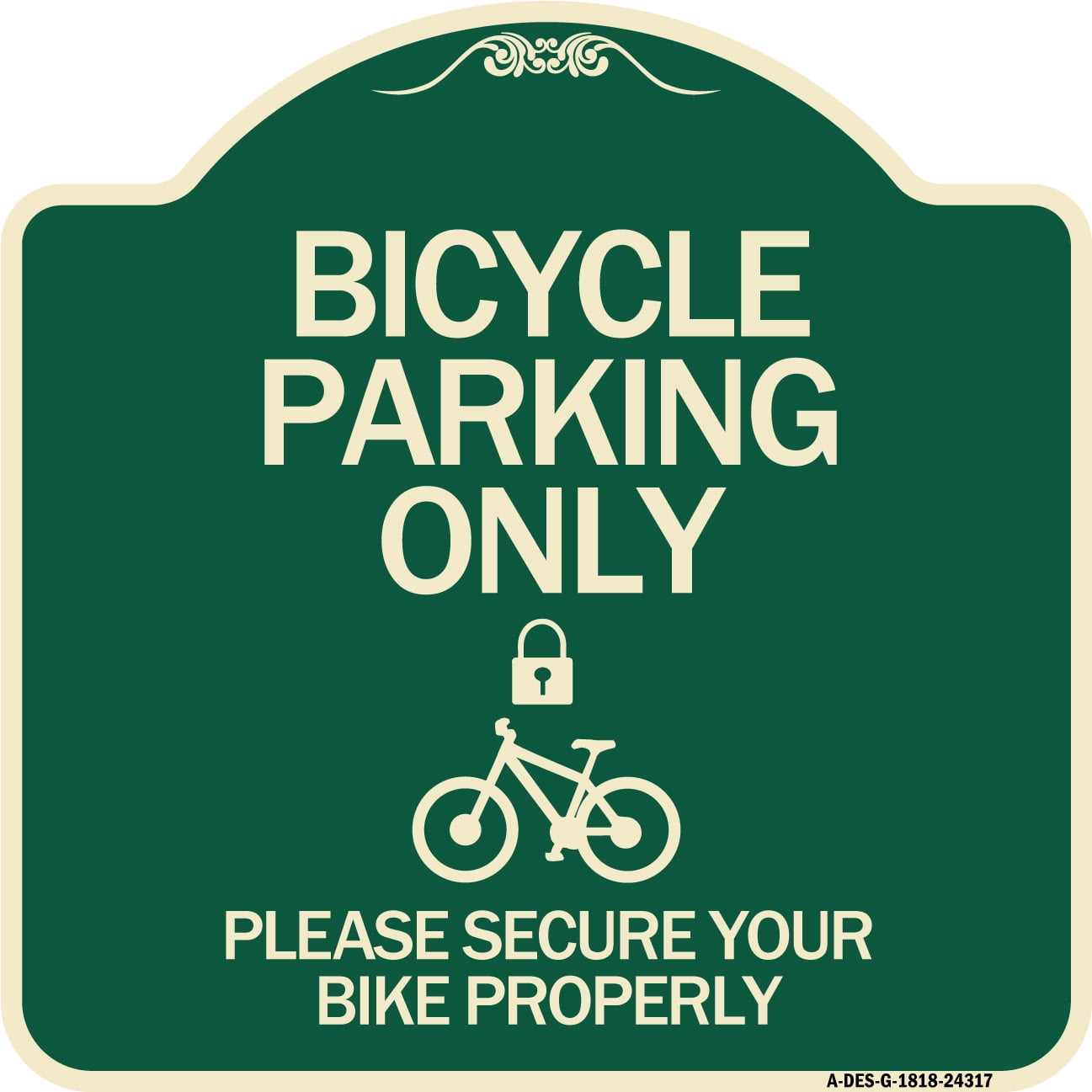 SignMission Designer Series Sign Bicycle Parking Only Please Secure