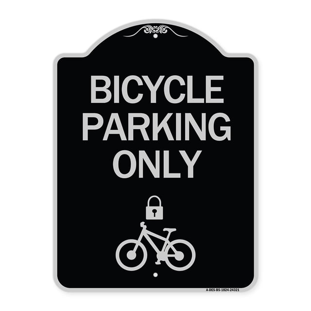 SignMission Designer Series Sign - Bicycle Parking Only (With Cycle and ...