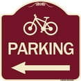 thumbnail image 1 of SignMission Designer Series Sign - Bicycle Symbol Parking (Left Arrow) | Burgundy 18" X 18" Heavy-Gauge Aluminum Architectural Sign | Protect Your Business & Municipality | Made in the, 1 of 4