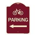 thumbnail image 1 of SignMission Designer Series Sign - Bicycle Symbol Parking (Left Arrow) | Burgundy 18" x 24" Heavy-Gauge Aluminum Architectural Sign | Protect Your Business & Municipality | Made in the, 1 of 4