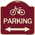thumbnail image 1 of SignMission Designer Series Sign - Bicycle Symbol Parking (With Bidirectional Arrow) | Burgundy 18" X 18" Heavy-Gauge Aluminum Architectural Sign | Made in the USA, 1 of 4
