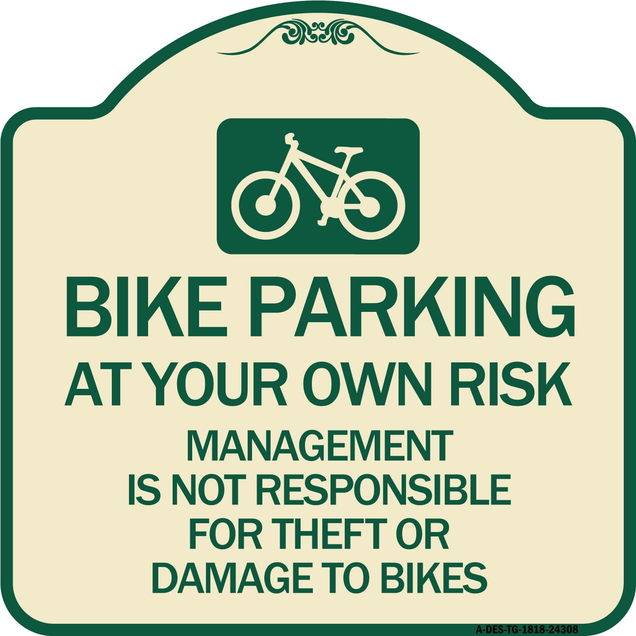 SignMission Designer Series Sign - Bike Parking at Your Own Risk ...