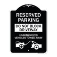 thumbnail image 1 of SignMission Designer Series Sign - Do Not Block Driveway Unauthorized Vehicles Towed Away with Graphic | Black & White 18" x 24" Heavy-Gauge Aluminum Architectural Sign | Made in the, 1 of 4