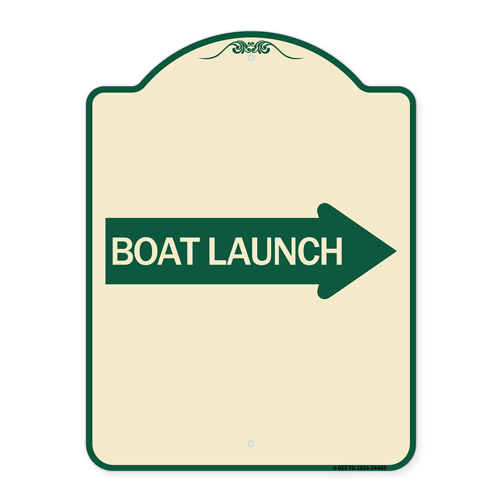 SignMission Designer Series Sign - Boat Launch (With Right Arrow) | Tan ...