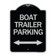 thumbnail image 1 of SignMission Designer Series Sign - Boat Trailer Parking (With Bidirectional Arrow Symbol) | Black & Silver 18" x 24" Heavy-Gauge Aluminum Architectural Sign | Made in the USA, 1 of 4