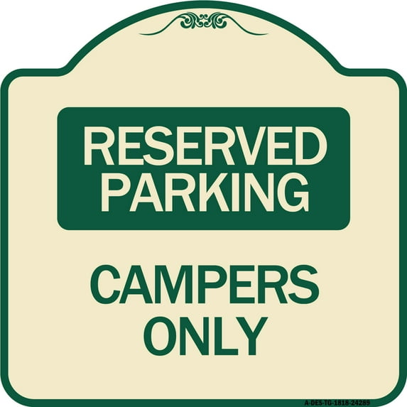 SignMission Designer Series Sign - Campers Only | Tan & Green 18" X 18" Heavy-Gauge Aluminum Architectural Sign | Protect Your Business & Municipality | Made in the USA