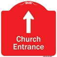 thumbnail image 1 of SignMission Designer Series Sign - Church Entrance Ahead With Up Arrow | Red & White 18" X 18" Heavy-Gauge Aluminum Architectural Sign | Protect Your Business & Municipality | Made in, 1 of 4