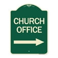thumbnail image 1 of SignMission Designer Series Sign - Church Office (With Right Arrow) | Green & Tan 18" x 24" Heavy-Gauge Aluminum Architectural Sign | Protect Your Business & Municipality | Made in the, 1 of 4