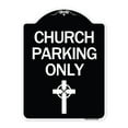 thumbnail image 1 of SignMission Designer Series Sign - Church Parking Only (Cross Symbol) | Black & White 18" x 24" Heavy-Gauge Aluminum Architectural Sign | Protect Your Business & Municipality | Made in, 1 of 4