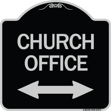 SignMission Designer Series Sign - Church Parking (With Bidirectional Arrow) | Black & Silver 18" X 18" Heavy-Gauge Aluminum Architectural Sign | Made in the USA
