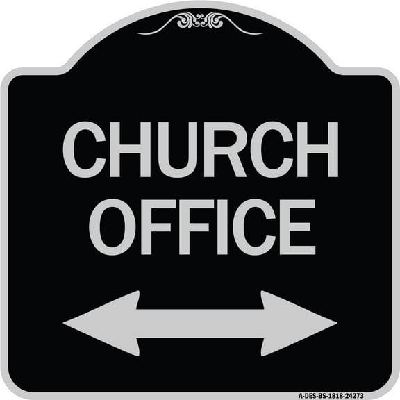SignMission Designer Series Sign - Church Parking (With Bidirectional Arrow) | Black & Silver 18" X 18" Heavy-Gauge Aluminum Architectural Sign | Made in the USA