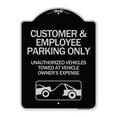 thumbnail image 1 of SignMission Designer Series Sign - Customer and Employee Parking Only Unauthorized Vehicles Towed at Owner Expense with Graphic | Black & Silver 18" x 24" Heavy-Gauge Aluminum, 1 of 4