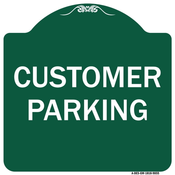 SignMission Designer Series Sign - Customer Parking | Green & White 18" X 18" Heavy-Gauge Aluminum Architectural Sign | Protect Your Business & Municipality | Made in the USA