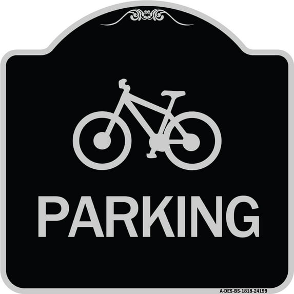 SignMission Designer Series Sign - D4-3 Bicycle Parking (Bicycle Symbol) Parking | Black & Silver 18" X 18" Heavy-Gauge Aluminum Architectural Sign | Made in the USA