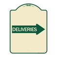thumbnail image 1 of SignMission Designer Series Sign - Deliveries (With Right Arrow) | Tan & Green 18" x 24" Heavy-Gauge Aluminum Architectural Sign | Protect Your Business & Municipality | Made in the USA, 1 of 4