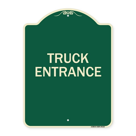 SignMission Designer Series Sign - Driveway Sign Truck Entrance | Green & Tan 18" x 24" Heavy-Gauge Aluminum Architectural Sign | Protect Your Business & Municipality | Made in the USA