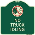 thumbnail image 1 of SignMission Designer Series Sign - Driveway Sign No Truck Idling with Graphic | Green & Tan 18" X 18" Heavy-Gauge Aluminum Architectural Sign | Protect Your Business & Municipality |, 1 of 4