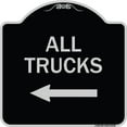 thumbnail image 1 of SignMission Designer Series Sign - Driveway Sign All Trucks with Left Arrow | Black & Silver 18" X 18" Heavy-Gauge Aluminum Architectural Sign | Protect Your Business & Municipality |, 1 of 4