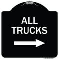 thumbnail image 1 of SignMission Designer Series Sign - Driveway Sign All Trucks with Right Arrow | Black & White 18" X 18" Heavy-Gauge Aluminum Architectural Sign | Protect Your Business & Municipality |, 1 of 4