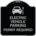 thumbnail image 1 of SignMission Designer Series Sign - Electric Vehicle Parking Permit Required (With Electric Car Graphic) | Black & Silver 18" X 18" Heavy-Gauge Aluminum Architectural Sign | Made in the, 1 of 4