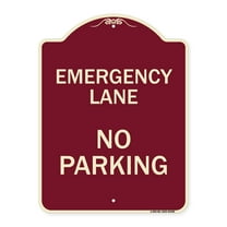 SignMission Designer Series Sign - Emergency Lane No Parking Sign | Burgundy 18" x 24" Heavy-Gauge Aluminum Architectural Sign | Protect Your Business & Municipality | Made in the USA