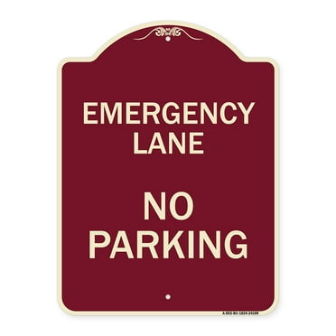 SignMission Designer Series Sign - Emergency Lane No Parking Sign | Burgundy 18" x 24" Heavy-Gauge Aluminum Architectural Sign | Protect Your Business & Municipality | Made in the USA