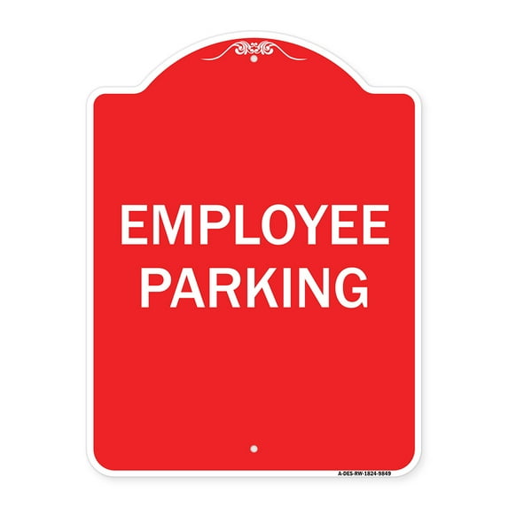 SignMission Designer Series Sign - Employee Parking | Red & White 18" x 24" Heavy-Gauge Aluminum Architectural Sign | Protect Your Business & Municipality | Made in the USA
