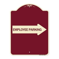 SignMission Designer Series Sign - Employee Parking (With Right Arrow) | Burgundy 18" x 24" Heavy-Gauge Aluminum Architectural Sign | Protect Your Business & Municipality | Made in the