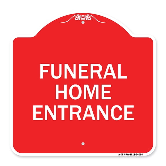 SignMission Designer Series Sign - Entrance Sign Funeral Home Entrance | Red & White 18" X 18" Heavy-Gauge Aluminum Architectural Sign | Protect Your Business & Municipality | Made in