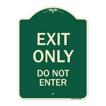 SignMission Designer Series Sign - Exit Only Do Not Enter | Green & Tan 18" x 24" Heavy-Gauge Aluminum Architectural Sign | Protect Your Business & Municipality | Made in the USA