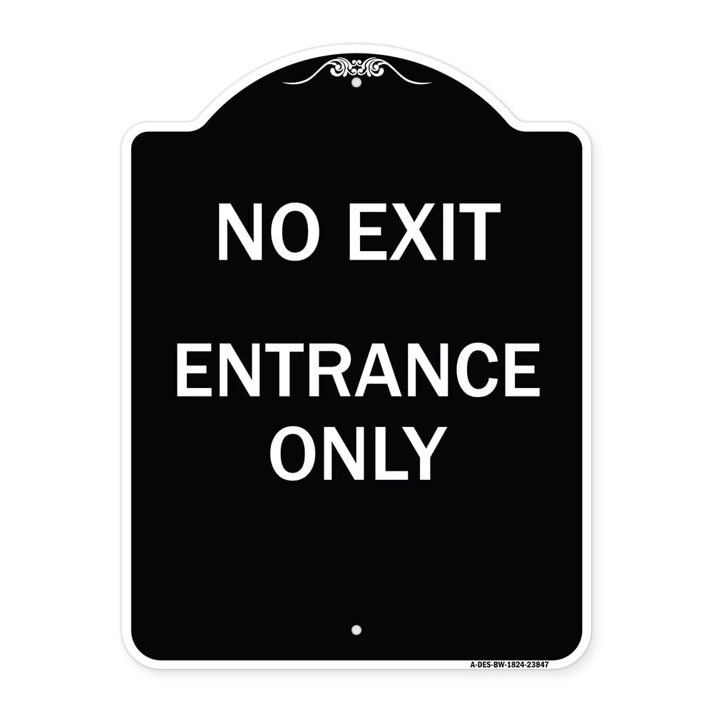 SignMission Designer Series Sign - No Exit Entrance Only | Black ...
