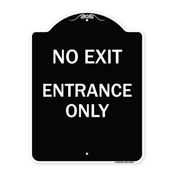 SignMission Designer Series Sign - No Exit Entrance Only | Black & White 18" x 24" Heavy-Gauge Aluminum Architectural Sign | Protect Your Business & Municipality | Made in the USA