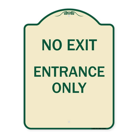 SignMission Designer Series Sign - No Exit Entrance Only | Tan & Green 18" x 24" Heavy-Gauge Aluminum Architectural Sign | Protect Your Business & Municipality | Made in the USA