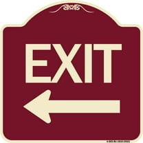 SignMission Designer Series Sign - Exit with Left Arrow | Burgundy 18" X 18" Heavy-Gauge Aluminum Architectural Sign | Protect Your Business & Municipality | Made in the USA