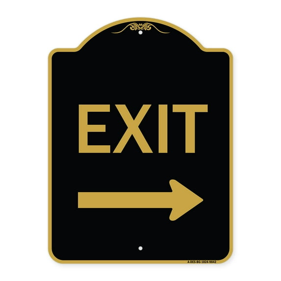 SignMission Designer Series Sign - Exit With Right Arrow | Black & Gold 18" x 24" Heavy-Gauge Aluminum Architectural Sign | Protect Your Business & Municipality | Made in the USA