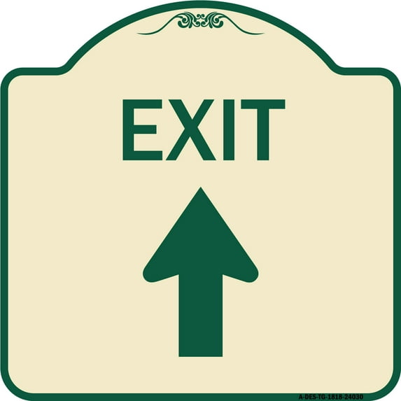 SignMission Designer Series Sign - Exit Sign Exit with Up Arrow | Tan & Green 18" X 18" Heavy-Gauge Aluminum Architectural Sign | Protect Your Business & Municipality | Made in the USA