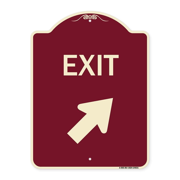 SignMission Designer Series Sign - Exit Sign Exit with Right Arrow | Burgundy 18" x 24" Heavy-Gauge Aluminum Architectural Sign | Protect Your Business & Municipality | Made in the USA