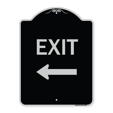 SignMission Designer Series Sign - Exit (With Left Arrow) 2 | Black & Silver 18" x 24" Heavy-Gauge Aluminum Architectural Sign | Protect Your Business & Municipality | Made in the USA