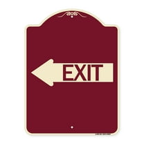 SignMission Designer Series Sign - Exit (With Left Arrow) | Burgundy 18" x 24" Heavy-Gauge Aluminum Architectural Sign | Protect Your Business & Municipality | Made in the USA
