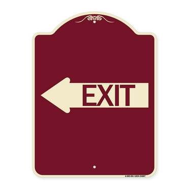 SignMission Designer Series Sign - Exit (With Left Arrow) | Burgundy 18" x 24" Heavy-Gauge Aluminum Architectural Sign | Protect Your Business & Municipality | Made in the USA