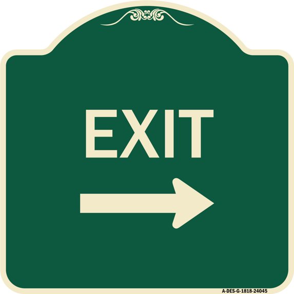 SignMission Designer Series Sign - Exit (With Right Arrow) 3 | Green & Tan 18" X 18" Heavy-Gauge Aluminum Architectural Sign | Protect Your Business & Municipality | Made in the USA
