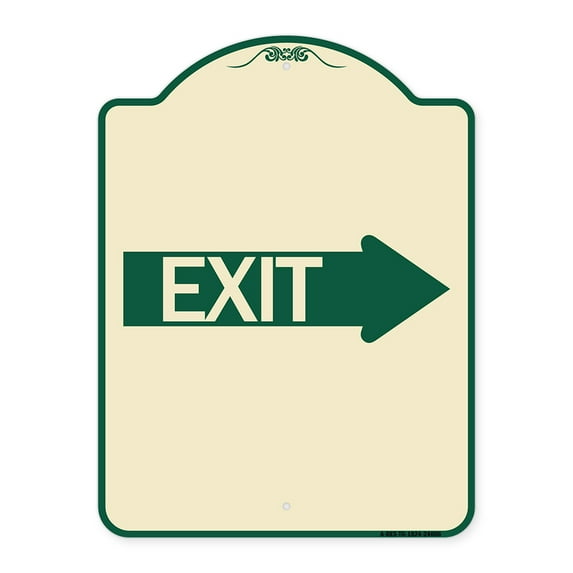 SignMission Designer Series Sign - Exit (With Right Arrow) | Tan & Green 18" x 24" Heavy-Gauge Aluminum Architectural Sign | Protect Your Business & Municipality | Made in the USA