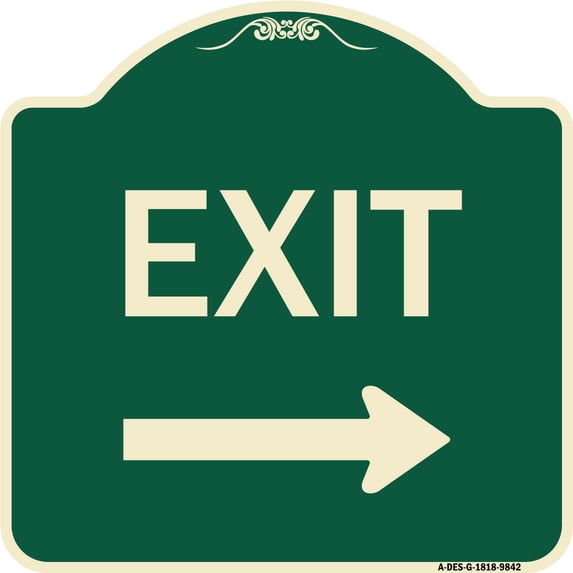SignMission A-DES-G-1818-9842 Designer Series Sign - Exit with Right Arrow