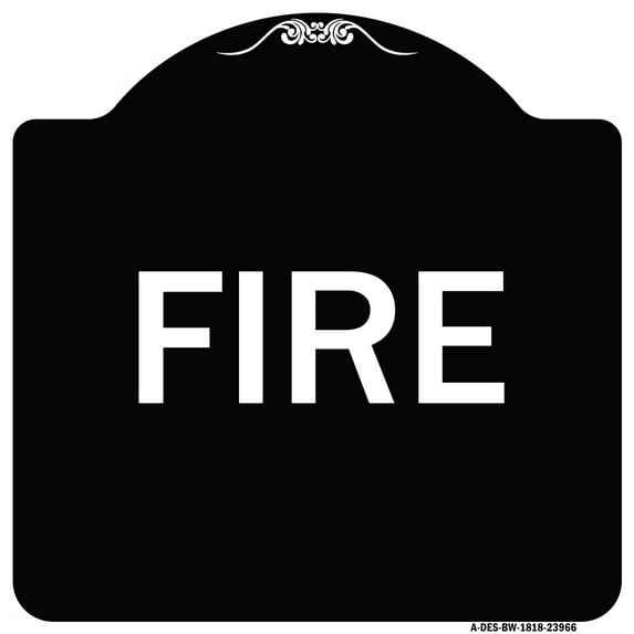 SignMission Designer Series Sign - Fire | Black & White 18" X 18" Heavy-Gauge Aluminum Architectural Sign | Protect Your Business & Municipality | Made in the USA