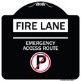 thumbnail image 1 of SignMission Designer Series Sign - Fire Lane - Emergency Access Route (With No Parking Symbol) | Black & White 18" X 18" Heavy-Gauge Aluminum Architectural Sign | Made in the USA, 1 of 4