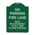 thumbnail image 1 of SignMission Designer Series Sign - Fire Lane Must Be Accessible at All Time to Fire Trucks | Green & Tan 18" x 24" Heavy-Gauge Aluminum Architectural Sign | Made in the USA, 1 of 4