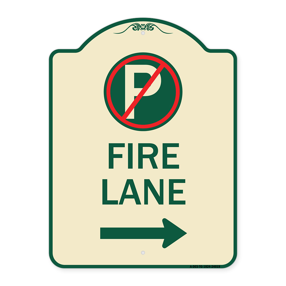 SignMission Designer Series Sign - Fire Lane (No Parking Symbol and ...