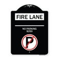 thumbnail image 1 of SignMission Designer Series Sign - Fire Lane - No Parking $250 Fine (With No Parking Symbol) | Black & White 18" x 24" Heavy-Gauge Aluminum Architectural Sign | Made in the USA, 1 of 4